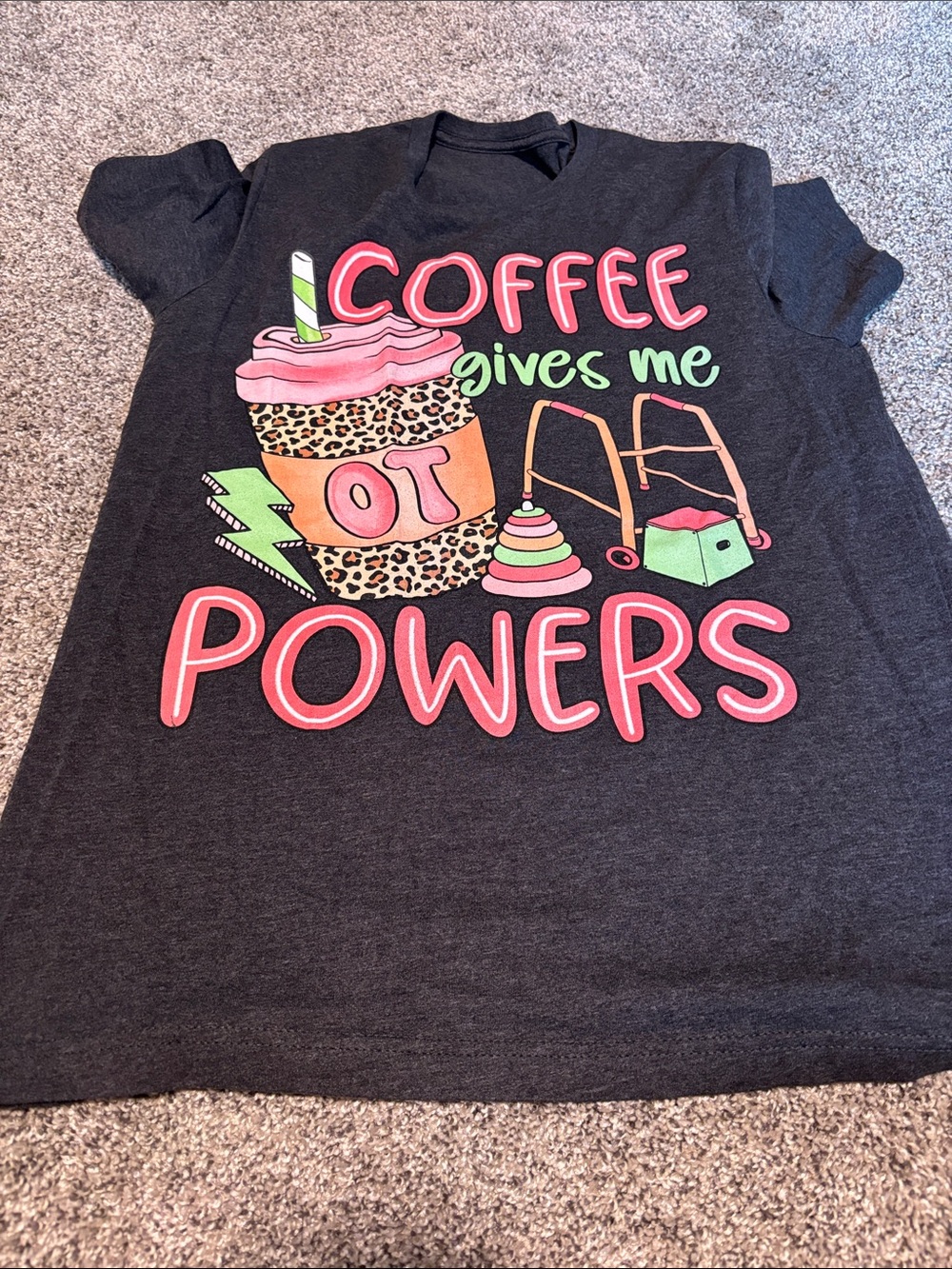 Bella Canvas Charcoal Graphic Tee with Pink and Mint Accents